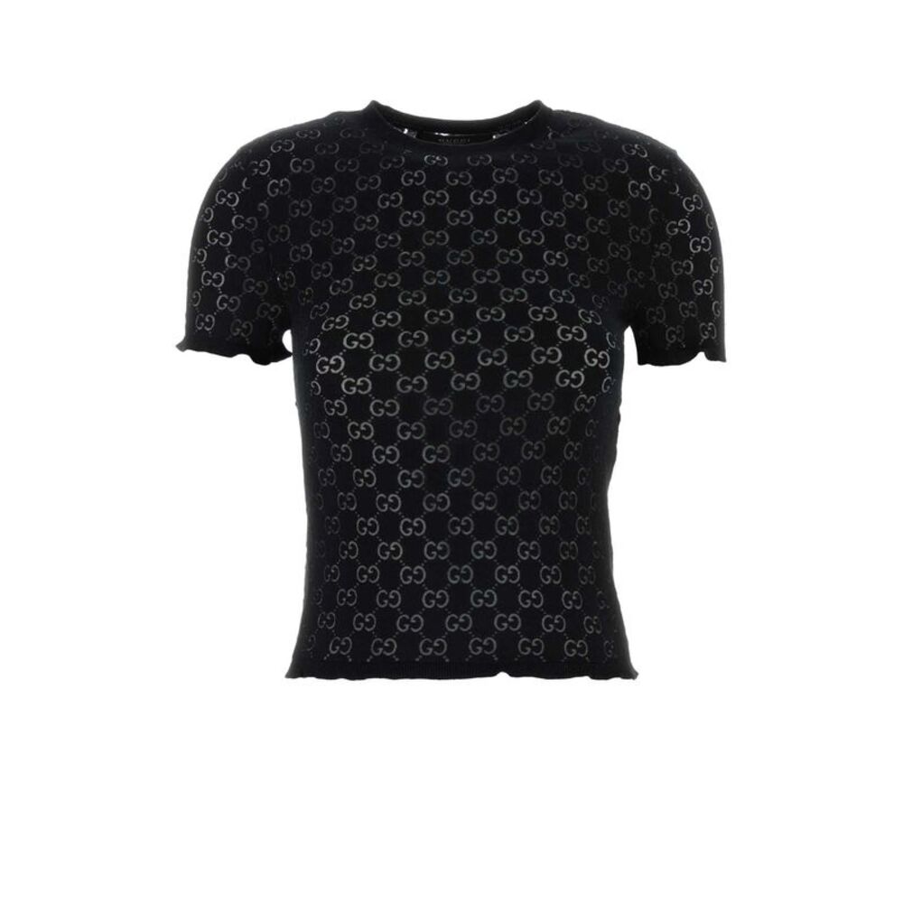 Gucci Women Black Gg Cotton Blend T-Shirt
